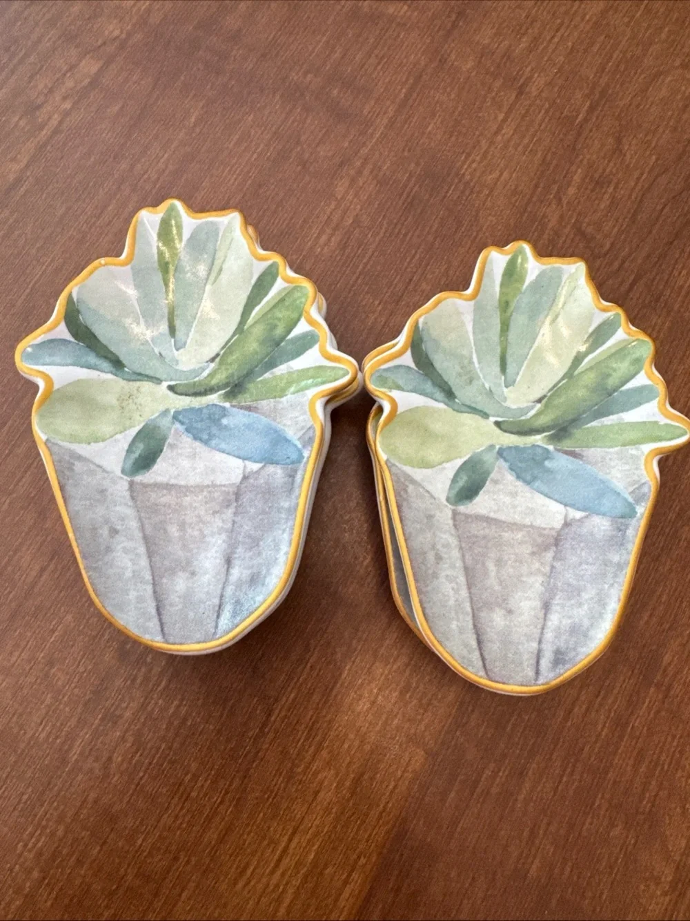 Set a four succulent design teabag holders